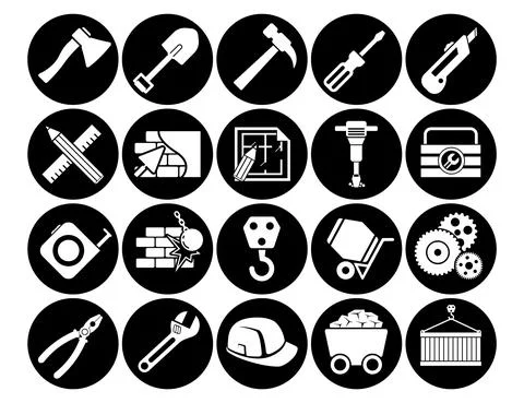 Construction Set vector line icons with open path elements for mobile concept 스톡 일러스트