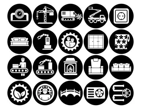 Construction Set vector line icons with open path elements for mobile concept Stock Illustration