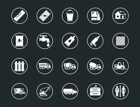 Construction Set vector line icons with open path elements for mobile concept Stock Illustration