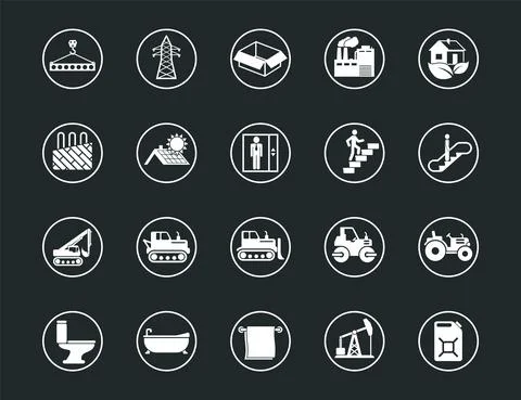 Construction Set vector line icons with open path elements for mobile concept Stock Illustration