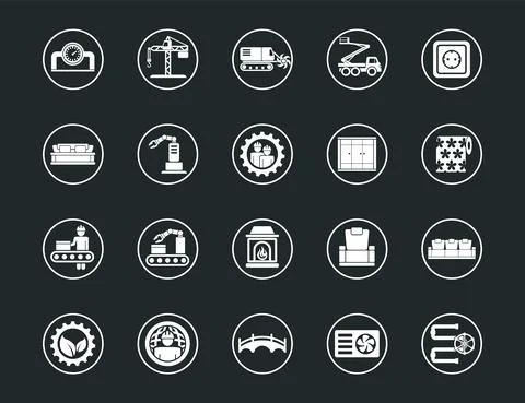 Construction Set vector line icons with open path elements for mobile concept Stock Illustration