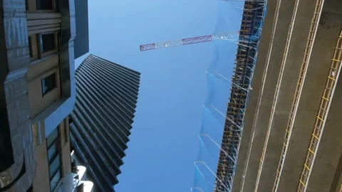 Construction of several high-rise buildings in the city. Stock Footage 237601323