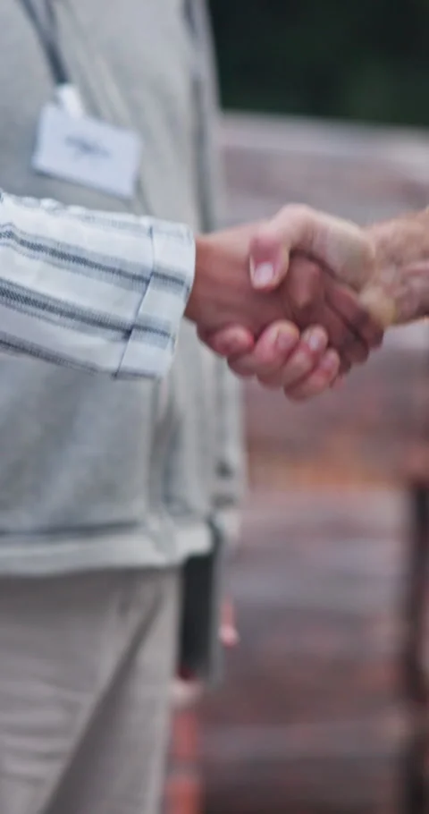 Construction, shaking hands or people with approval, agreement or introduction Stock Footage 340949298