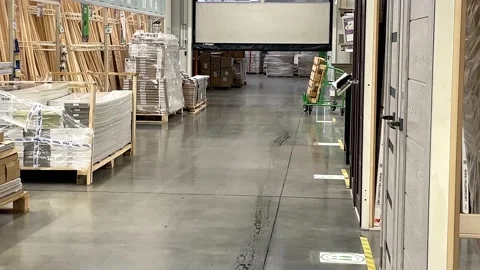 Construction shopping center, automatic gate to the warehouse. Stock Footage 187490827