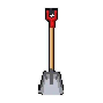 Construction shovel pixel art vector illustration Stock Illustration