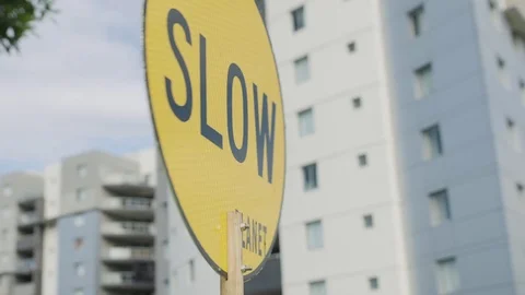 Construction sign for roadworks Video stock 76735211