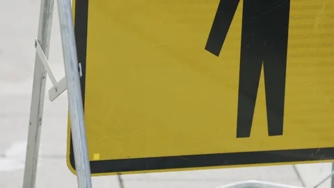 Construction sign for roadworks Video stock 76735304