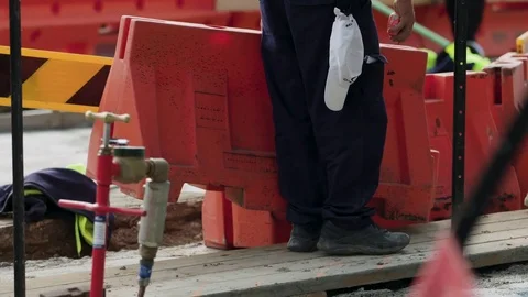 Construction sign for roadworks Video stock 76736264