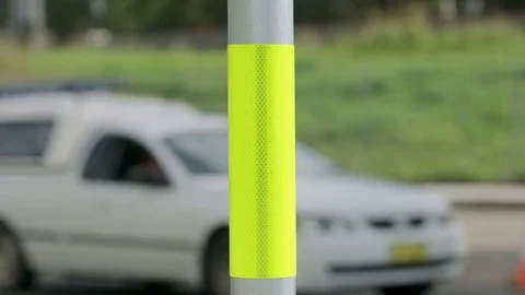 Construction Sign for roadworks Stock Footage 76736543