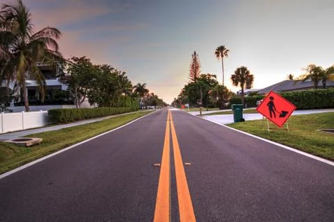 Construction sign on the side of Vanderbilt Drive in Naples Park Stock Photos