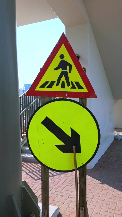 Construction signs, Cautions in Dubai, UAE Stock Footage 327388408
