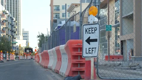 Construction Signs - Keep Left Stock Footage 160218612
