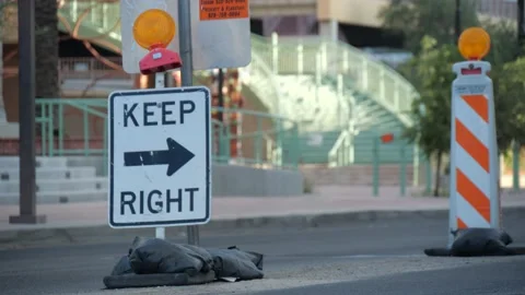 Construction Signs - Keep Right Stock Footage 160218434