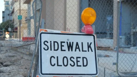 Construction Signs - Sidewalk Closed Stock Footage 160219965