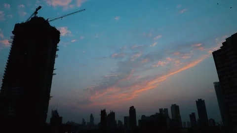 Construction Silhouette View Video stock 160822737