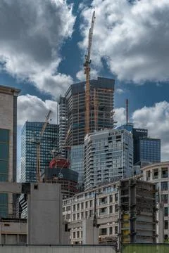 Construction site of the 4Four office and residential tower, Frankfurt, Germa Stock Photos