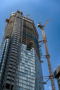 Construction site of the 4Four office and residential tower, Frankfurt Stock Photos