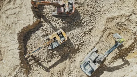 Construction site from above drone video KSA Stock Footage 309873681