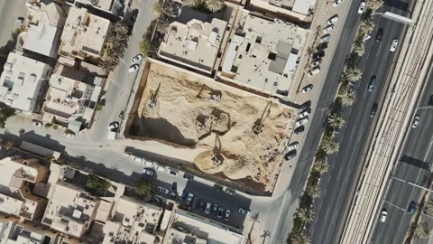 Construction site from above drone video KSA Stock-Footage 309873988