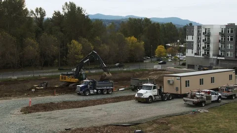Construction Site Aerial Stock Footage 117186845