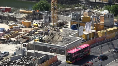 Construction site, aerial view Vídeo Stock 99974706