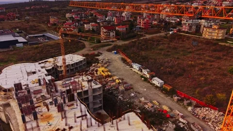 Construction site in aerial view over urban area in Bulgaria Stock Footage 322776050