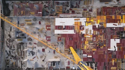 Construction site aerial view top down Stock Footage 296076557