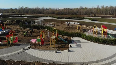 Construction site from the air. Construction from the air. Stock Footage 124591490