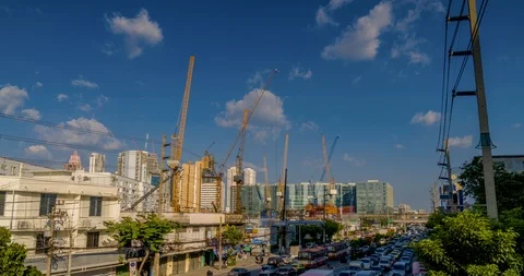 Construction site and busy traffic Time lapse. Stock Footage 100252095