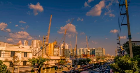 Construction site and busy traffic Time lapse. Stock Footage 100252932