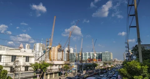 Construction site and busy traffic Tim lapse. Stock Footage 100253012