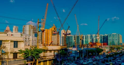 Construction site and busy traffic Time-lapse. Stock Footage 100255116