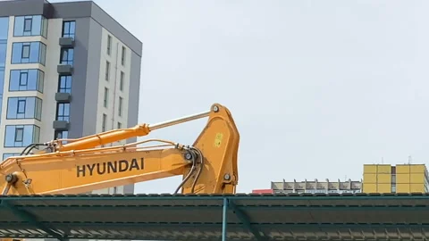 Construction site and crane on the background blue sky Видео 159598347