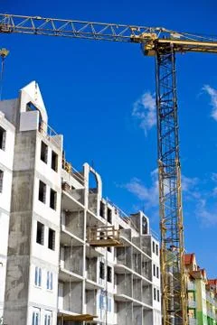 Construction site and crane Stock-Fotos