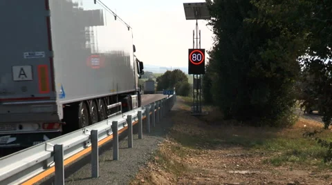 Construction site and speed limit zone on German highway Stock Footage 67570965