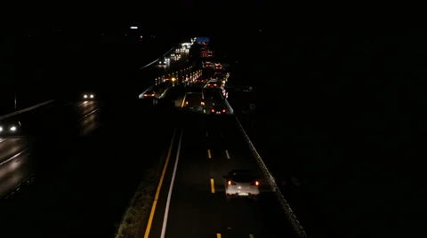 Construction site and traffic on German highway - high-angle view Stock Footage 67820003