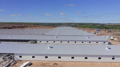 Construction site of the animal raising complex Stock Footage 147936404