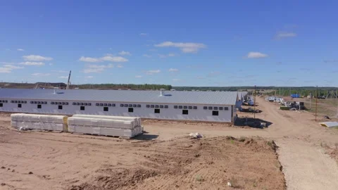 Construction site of the animal raising complex Stock Footage 147936825