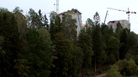 The construction site of the apartment buildings Stock Footage 160748619