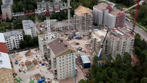 The construction site of the apartment buildings Stock Footage 160748677