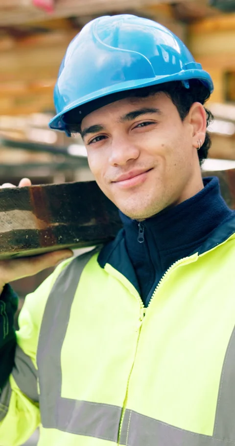 Construction site, architect and man with beam for building development or Stock Footage 340901668