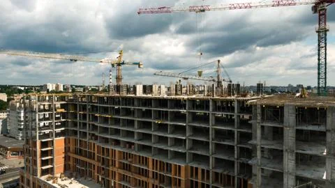 Construction site background. Under construction. Crane near building. Industr Stock Photos
