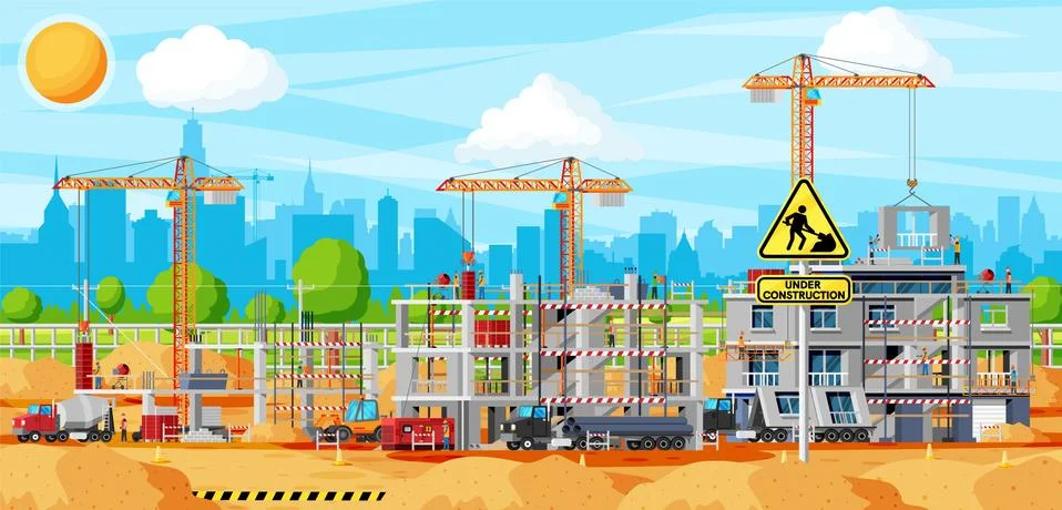 Construction Site Banner. Stock Illustration