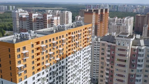 Construction site with a bird's eye in a megacity. Video shooting with drone Stock Footage 112734642