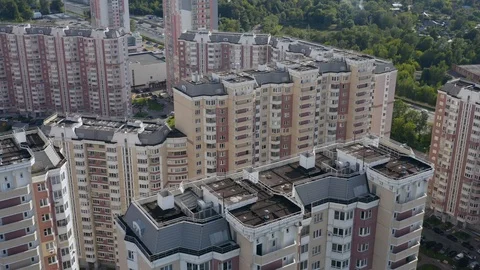 Construction site with a bird's eye in a megacity. Video shooting with drone Stock Footage 112734792