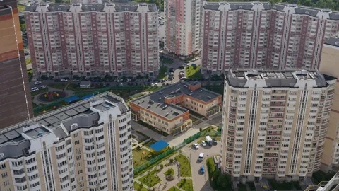 Construction site with a bird's eye in a megacity. Video shooting with drone Stock Footage 112734939