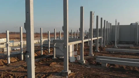 Construction site with a bird's eye on the Sunset Video stock 138077840
