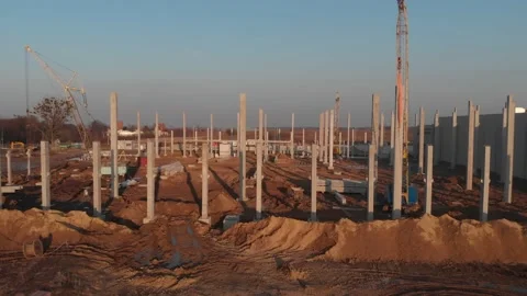 Construction site with a bird's eye on the Sunset Vidéo 138079211