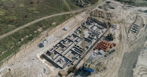Construction site from a bird's eye view Stock Footage 247413836