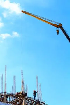 Construction site blue background Stock Photos